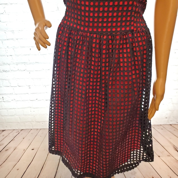 Banana Republic Fit & Flare Navy & Red Dress - Picture 6 of 8